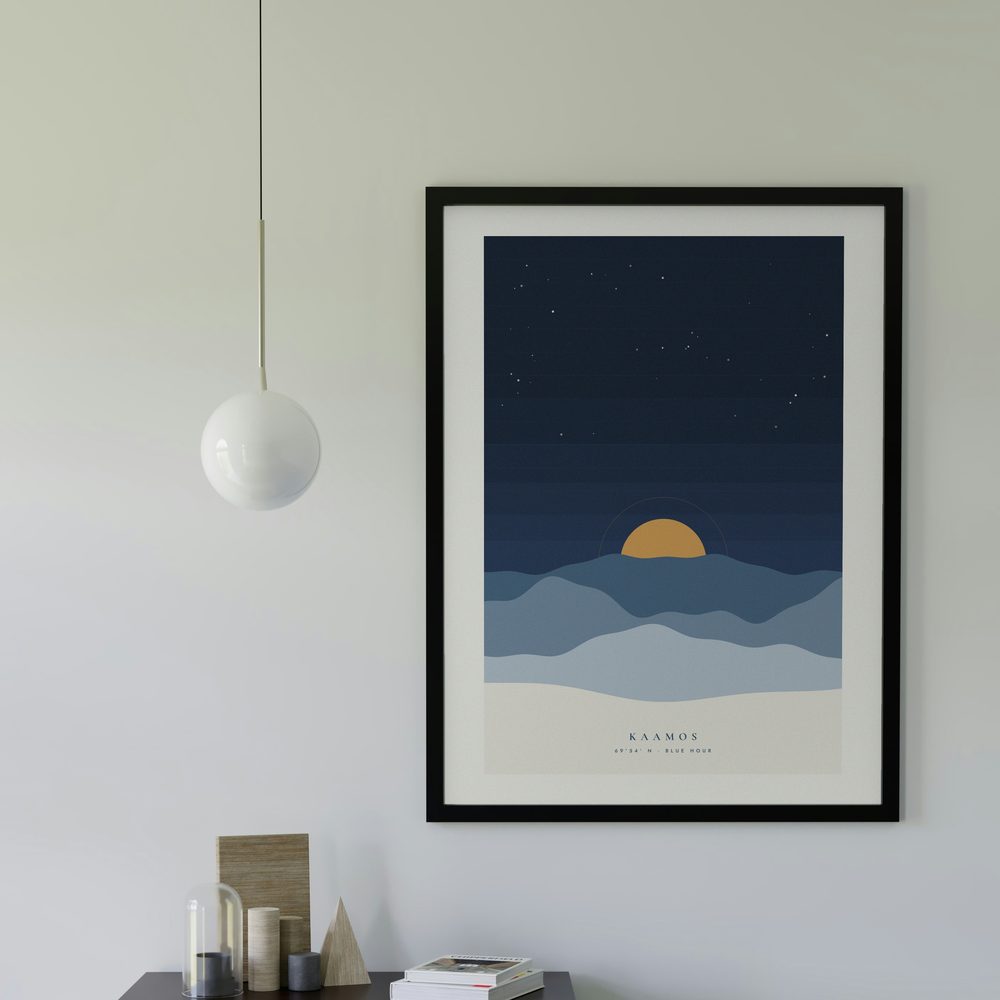Kaamos print framed in a room