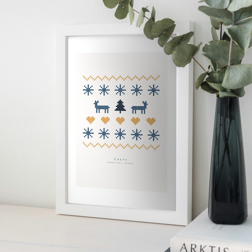 Talvi print framed in a room
